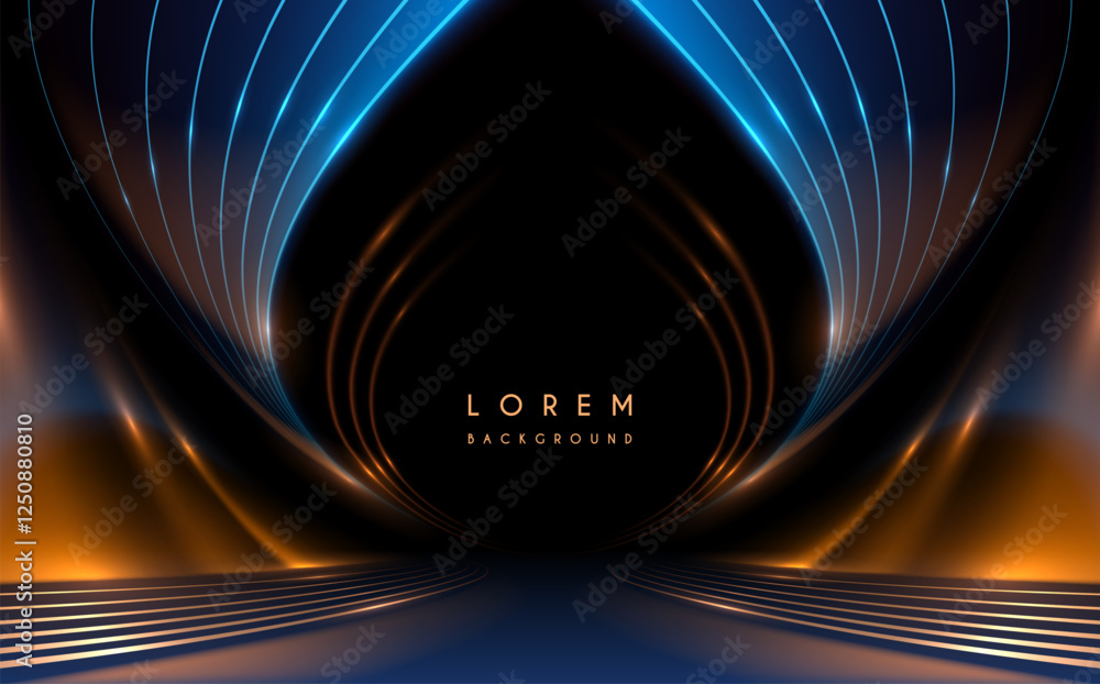 Wall mural blue and gold light stage template