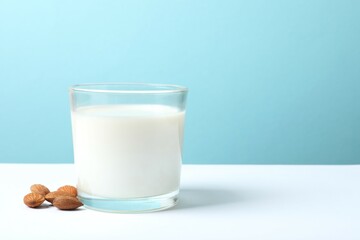 Glass of milk on the table