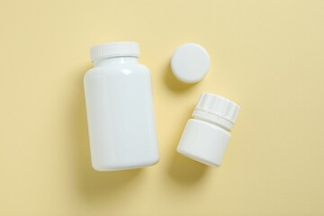 White bottles on a color background