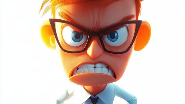 A vibrant cartoonstyle illustration depicting an expressive character filled with anger, set against a clean white backdrop.