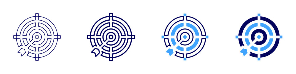 Effective goal setting icon in 4 different styles. Thin Line, Line, Bold Line, Duotone. Duotone style. Editable stroke
