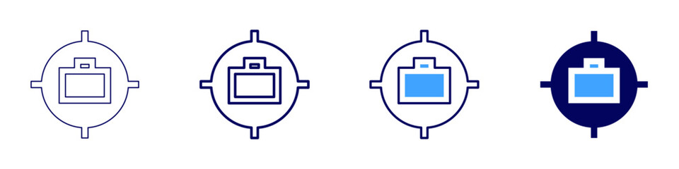 Focus goal setting icon in 4 different styles. Thin Line, Line, Bold Line, Duotone. Duotone style. Editable stroke