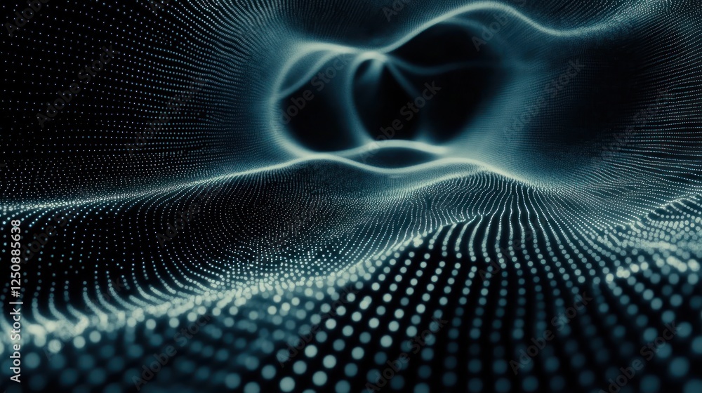 Leinwandbilder abstract digital wave of particles, glowing dots forming a dynamic pattern.