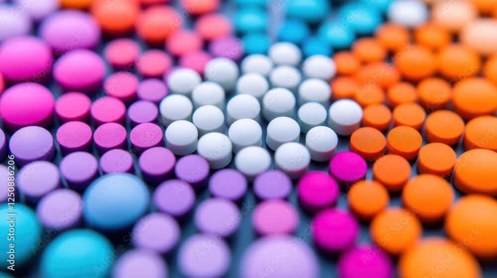 Leinwandbilder vibrant colorful arrangement of circular objects on a bright surface with a playful aesthetic