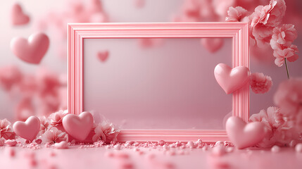 Valentine's Day colorful photo frame and backgrounds with pink hearts and love quotes.Will you be my Valentine printable photo template.Happy Valentine's day photo booth props set.Vector illustration