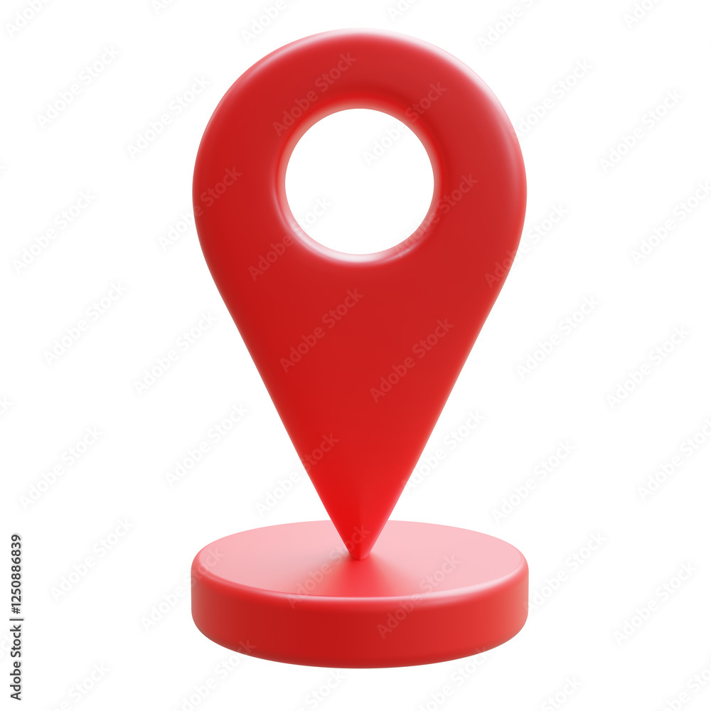 Poster red map pointer isolated on white, transparent, location, travel navigation gps concept.