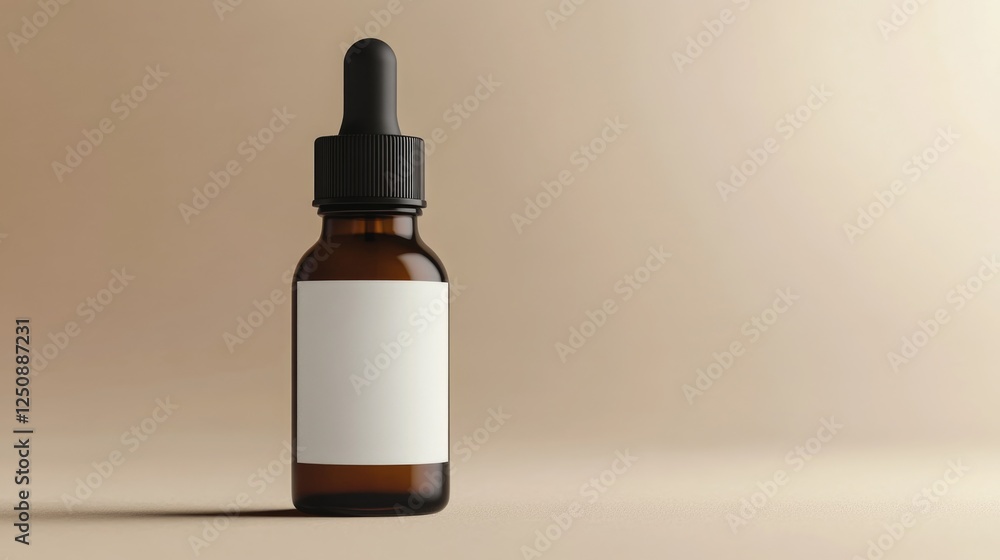 Poster a brown glass bottle with a simple white label, often used for storing or displaying liquids