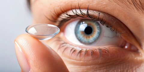 Close-Up of Eye with Contact Lens Ready for Application