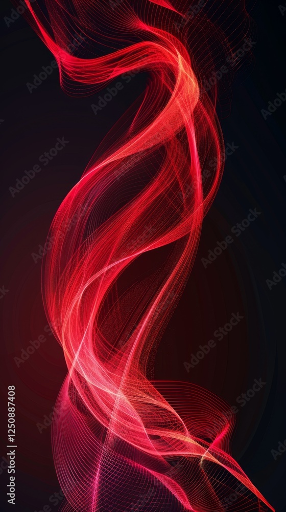 Poster colorful swirling waves create a mesmerizing abstract pattern with red and black hues in digital art