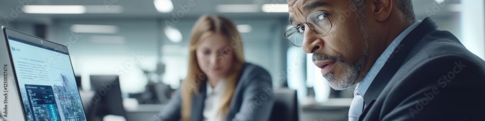 Poster a couple sitting together looking at a computer screen