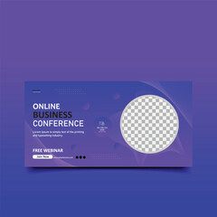 Creative Business conference webinar invitation or online live conference banner template design