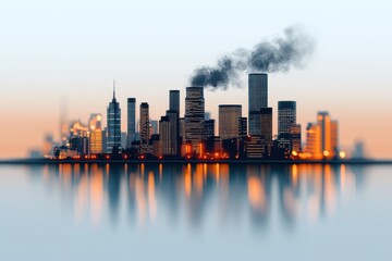 Naklejka premium Futuristic Skyline of a Thriving Metropolis A Dynamic Cityscape Reflecting Finance Technology and Sustainable Progress This image showcases the towering skyscrapers reflective glass facades