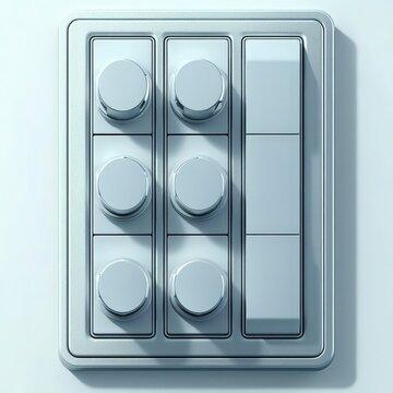 Modern metallic control panel with knobs and switches for home automation and lighting systems