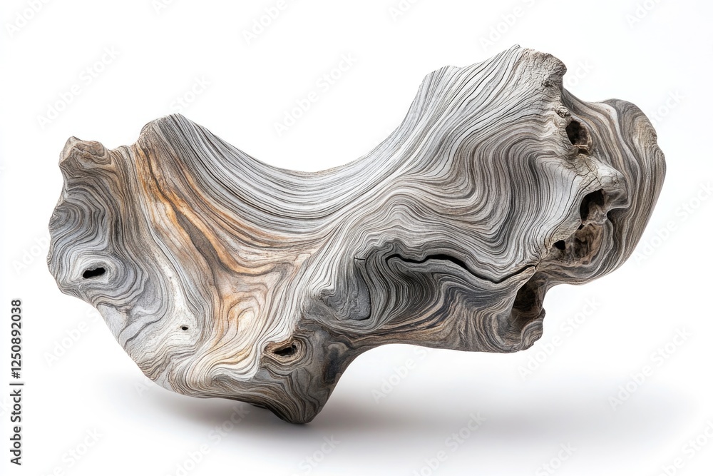 Poster A detailed view of wooden grain on a white background, suitable for use in design projects or as a texture