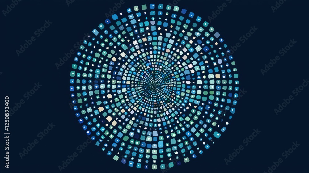 Aufkleber Abstract Circular Pattern of Colorful Application Icons Creating a Digital Mosaic Effect on a Dark Background