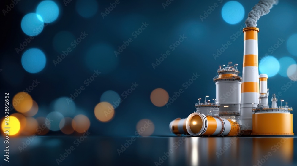 Poster futuristic energy plant with vibrant data driven graphics automation and technological innovation po