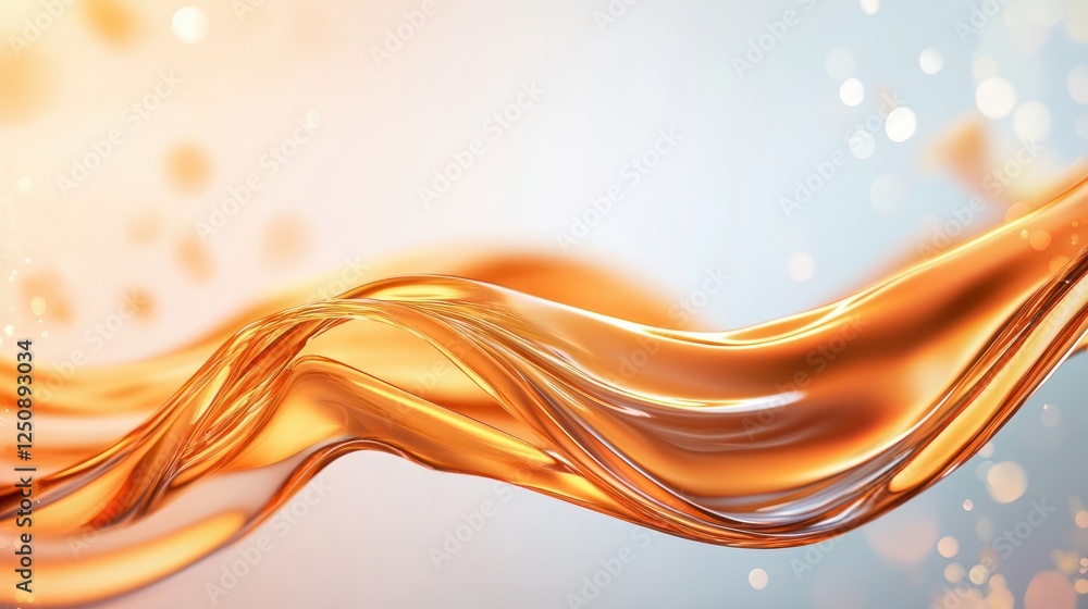 Aufkleber Elegant Flowing Liquid with Warm Golden Hues and Soft Bokeh Background for Creative Projects and Designs