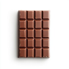Obraz premium Delicious Milk Chocolate Bar with Indentation Blocks on White Background for Food and Dessert Themes
