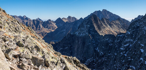 High Tatras - The look direction to Gerlachovsky, Lomnicky and Pysny peaks from Rysy peak.
