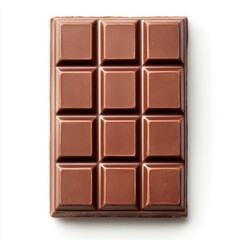 Fototapeta premium Delicious Milk Chocolate Bar with Square Segments on a White Background