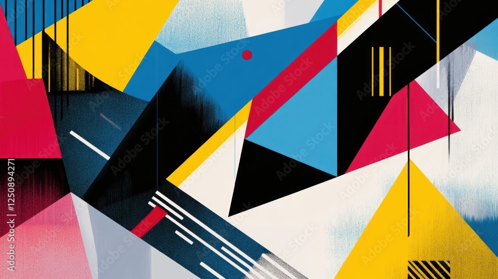 Poster abstract geometric art with vibrant colors and dynamic shapes. (1)