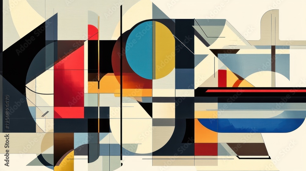 Aufkleber abstract geometric art with vibrant colors and overlapping shapes.
