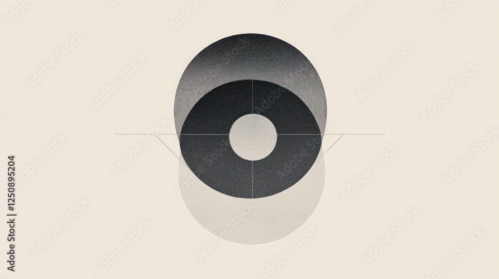 Aufkleber abstract geometric design with overlapping circles and subtle texture, creating a minimalist and mod