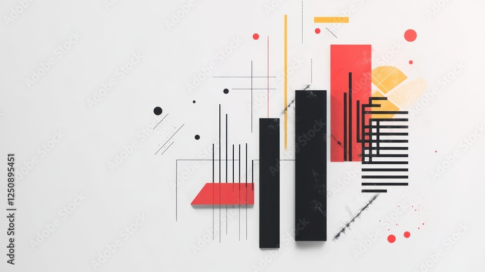 Aufkleber abstract geometric shapes and lines composition on white background.