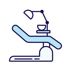 A minimalistic outline icon of a dental chair Ideal for medical, healthcare, and dentistry-related designs