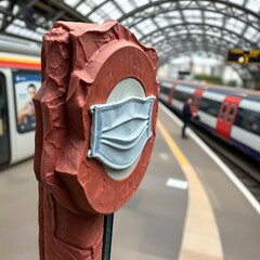 Mask mandate sign at train station.