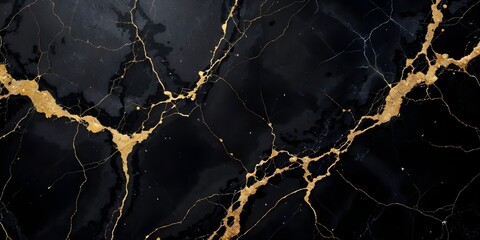Elegant Black Marble with Gold Veins – High-Resolution Texture