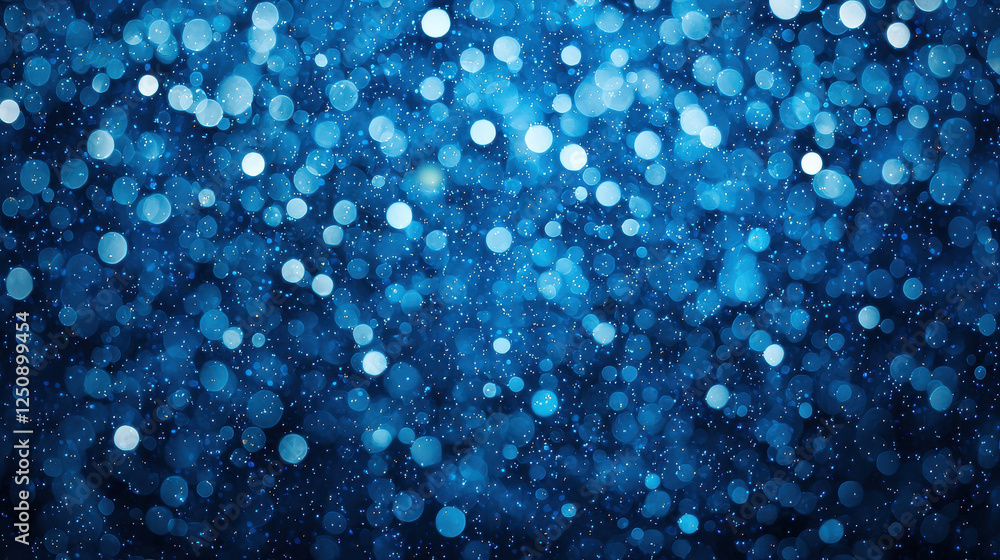 Poster bright blue background with soft bokeh lights creating dreamy effect