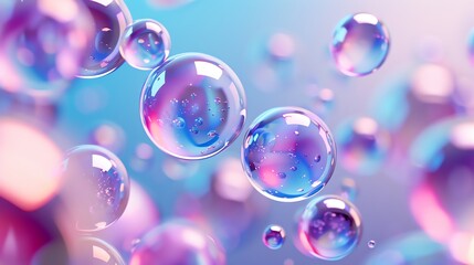 A group of colorful, iridescent bubbles floating in the air.