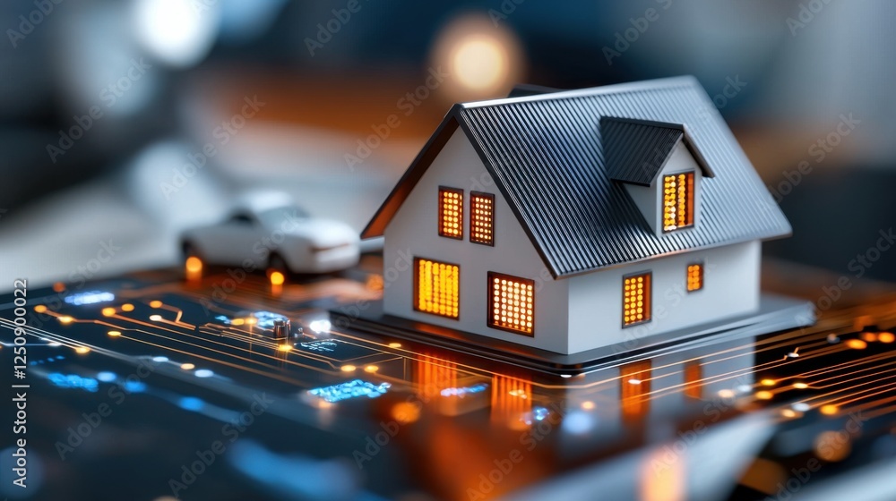Aufkleber futuristic smart home automation with advanced digital technologies and ai powered connectivity seam