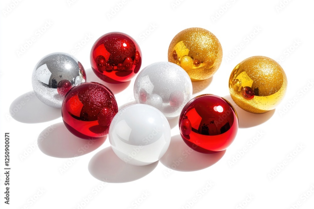 Poster a collection of christmas ornaments on a clean and simple white background