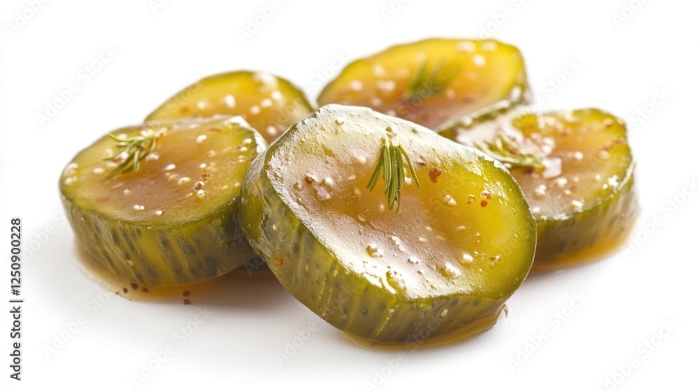 Poster A pile of sliced cucumbers stacked on top of each other