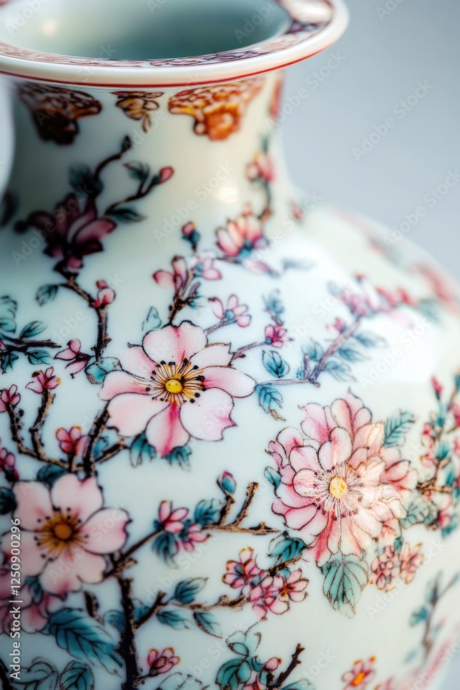 Poster a detailed shot of a vase filled with colorful flowers, perfect for decorative or editorial use