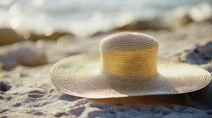 Trophy emblem on chic sunhat exudes victory on sunny days