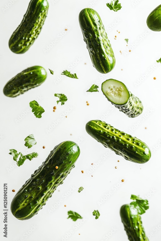 Aufkleber A bunch of cucumbers arranged neatly on a table