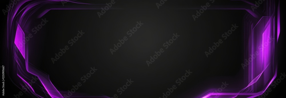 Poster Exploration of digital art with a futuristic purple techno frame set against an all-black backdrop capturing a sense of modernity and chaos