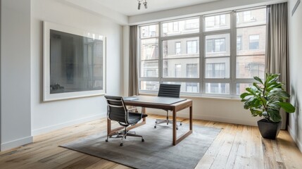 Fototapeta premium Modern Office Space with Minimalist Design and Natural Light