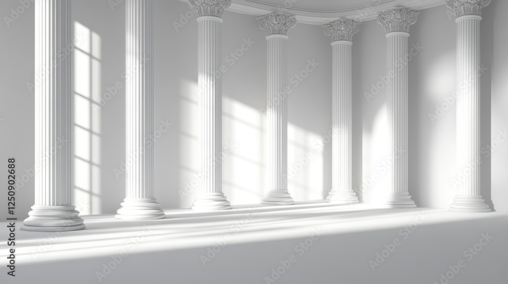 Aufkleber minimalist elegance portrayed through greek columns in a serene white space, highlighting geometric 