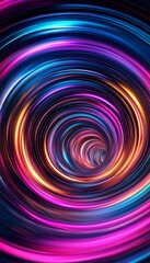 Obraz premium Colorful Neon Light Streaks Virtual Tunnel, Smooth Gradients, 3D Computer Graphic Illustration