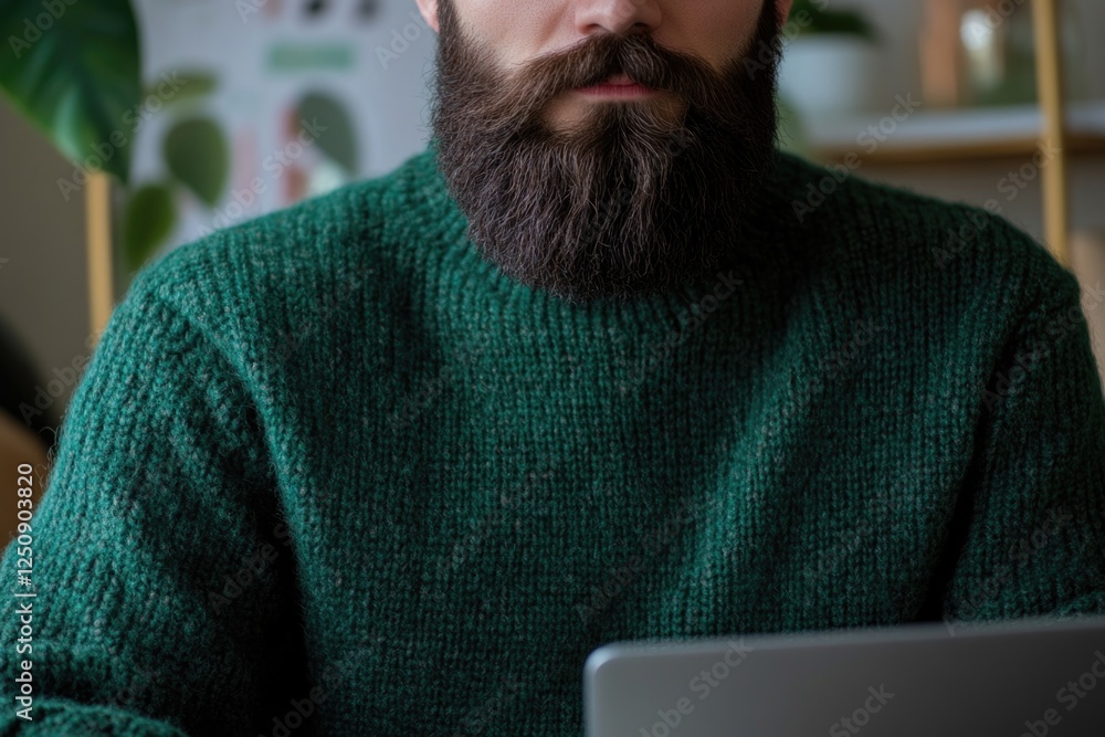 Poster a person sits in front of a computer, surrounded by modern technology
