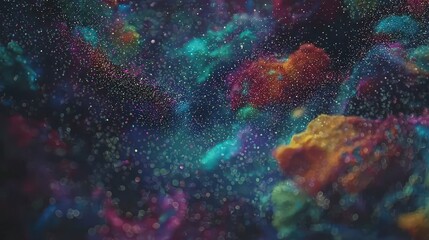 Abstract Colorful Dust Particles in Cosmic Nebula Background