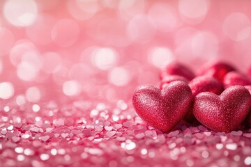 Fototapeta premium Pink background with multiple stacked hearts