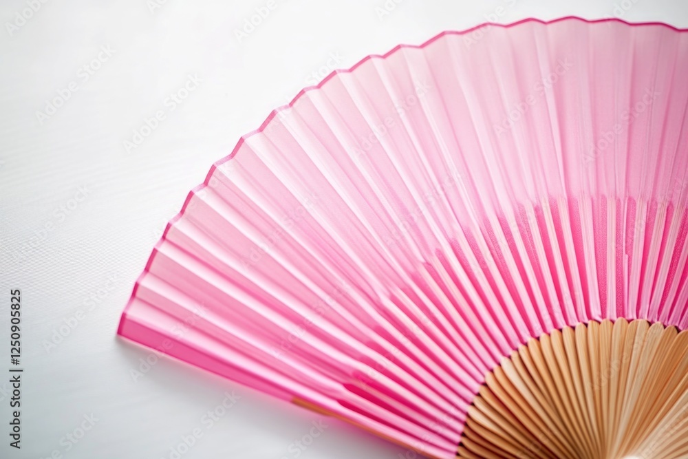 Aufkleber a close-up shot of a pink fan lying on a table, with some subtle reflections and soft lighting