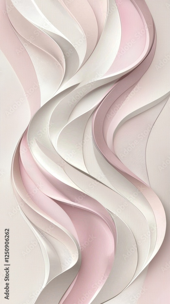 Poster abstract design featuring flowing curves in soft pink and cream hues. the harmonious blend of colors