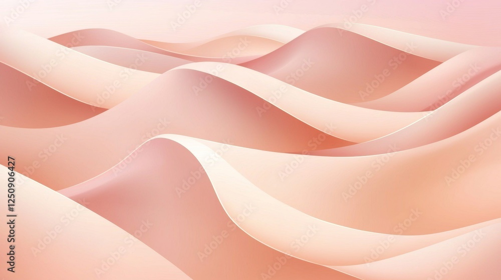 Poster delicate, flowing waves in soft pink hues create a calming abstract design. the smooth curves and ge