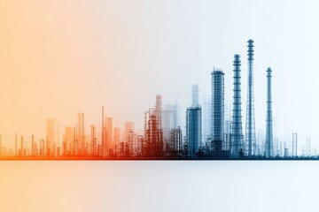 Futuristic skyline of a technological and financial urban center with modern skyscrapers office buildings and a dynamic cityscape  The image showcases the intersection of architecture technology